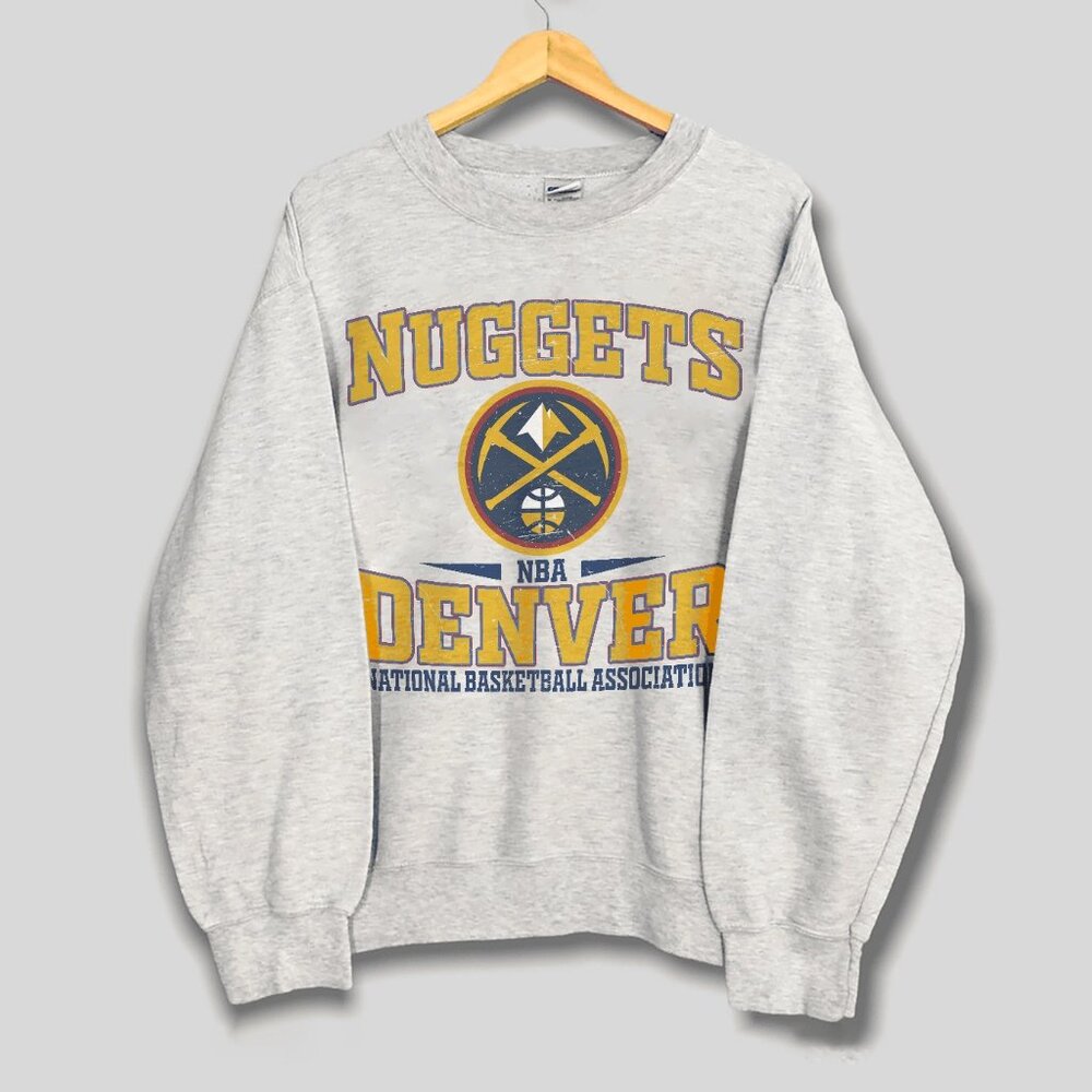 Vintage 90s Denver Nuggets Basketball Crewneck Sweatshirt, Denver Nuggets Shirt
